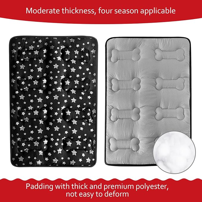 Dog Crate Mat (36" X 23"), Soft Dog Bed Pad Mat with Cute Prints | Personalized Crate Pad, Anti-Slip Bottom, Machine Washable Kennel Pad