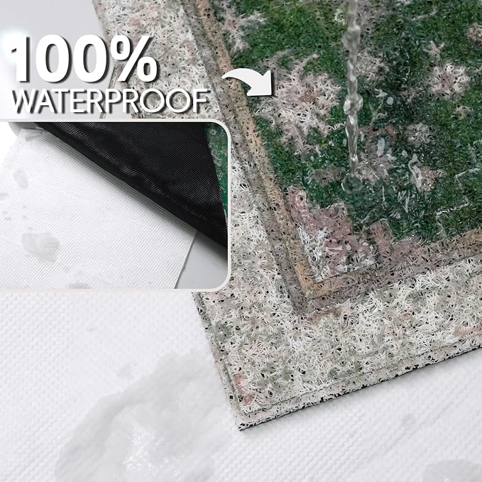 Cat Litter Mat Litter Trapping Mat, 33"x22" Waterproof Urine Proof Litter Box Mat Catcher Mat Non-Slip Washable for Kitty Kitten, Green