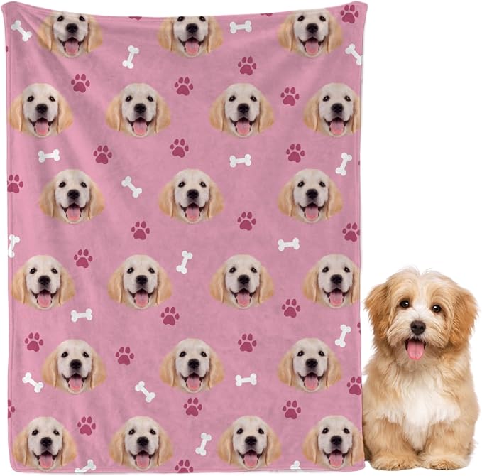 Custom Dog Blankets with Pictures, Personalized Name Blanket for Pets, Customized Pet Photo Throw,The Lightweight Blanket All-Season 50"x40"for Kids