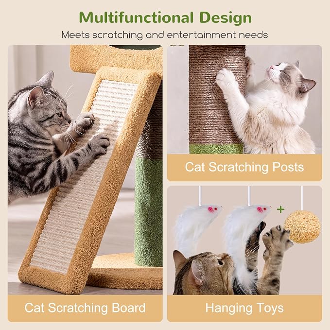 Globlazer 83inch Sturdy Cactus Multi-Level Tall Cat Tower, S83G, Green | Extra Large Heavy Duty Cat Tree for Indoor Large Adult Cats Kittens with 2 Cat Condo, 8 Scratching Post, 2 Hammock