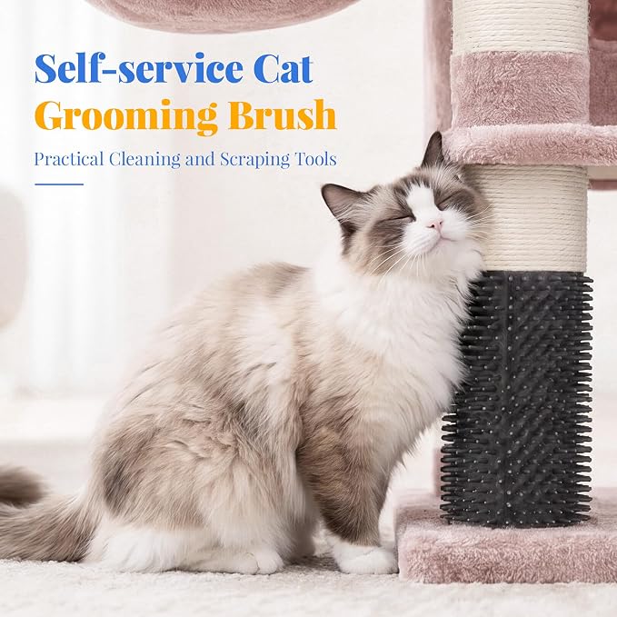 Hey-brother Cat Tree, Multi-Level Tower with 3 Condo, Hairbrush, MPJ035-MMU