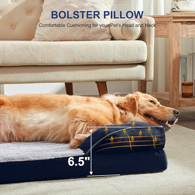 FURTIME Orthopedic Dog Bed for Medium Size Dog, Waterproof Dog Beds, 35x25x6.5 Supportive Foam Pet Couch Bed with Removable Washable Cover and Nonskid Bottom