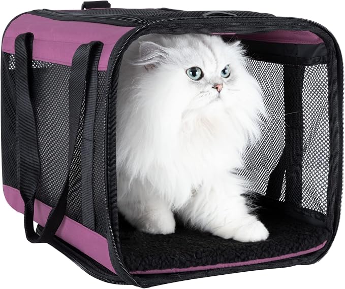 Soft Pet Carrier for Large and Medium Cats, 2 Kitties, Small Dogs. Easy to Get Cat in, Great for Cats that Don't Like Carriers (Viva Magenta)