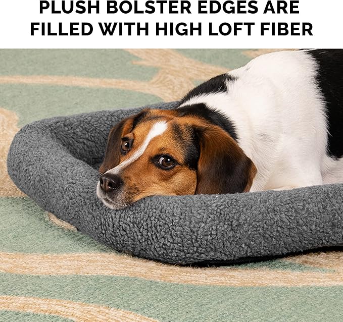 Furhaven Dog Bed for Extra Small Dogs & Indoor Cats, 100% Washable, Sized to Fit Crates - Sherpa Fleece Bolster Crate Pad - Gray, Extra Small (Pack of 2)