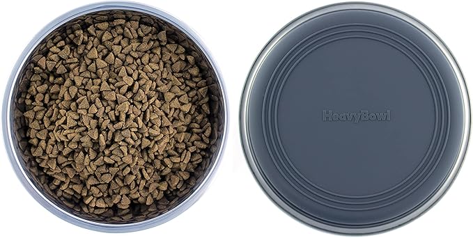 2.5 lb Weighted Dog Bowl - No Slip, No Tip - Heavy Stainless Steel Dog Bowl with Silicone Rubber Foot | Heavy Stainless Steel dog bowl with silicone rubber foot