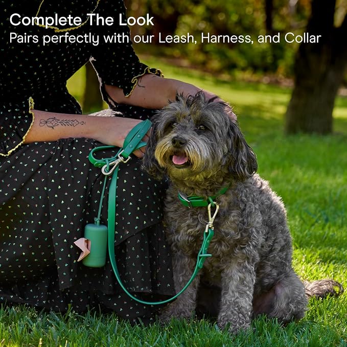 Wild One Dog Poop Bag Holder and Dispenser with Leash Attachment, Leak Proof, Easy Twist Top for Refills, Includes 1 Roll Bags, Lilac