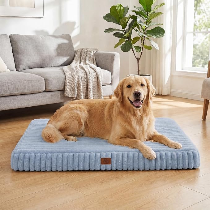 Orthopedic Dog Bed for Large Dog, Waterproof Pet Bed,Non-Slip Bottom and Egg-Crate Foam with Removable Washable Cover Crate Bed,Blue,36"x27"x3"