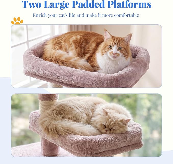 Hey-brother Cat Tree, Multi-Level Tower with 3 Condo, Hairbrush, MPJ035-MMU