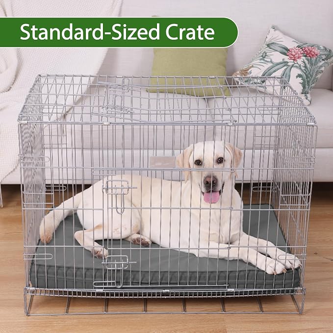 Vonabem Outdoor Waterproof Dog Bed Washable, Extra Large XL Pet beds 44 inch,Wipeable Leather Anti-Slip Kennel Pads with Removable Cover Reversible, 44"x32" Grey