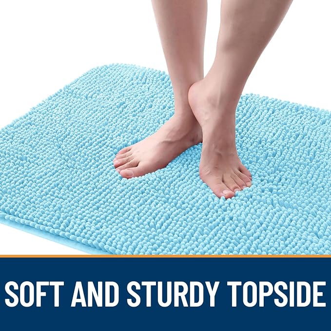 OLANLY Dog Door Mat for Muddy Paws 44x32, Super Absorbent Chenille Mud Mat | Blue, Absorbs Moisture and Dirt, Non-Slip Machine Washable Doormat, Quick-Drying Indoor Entryway Floor Carpet for Dogs