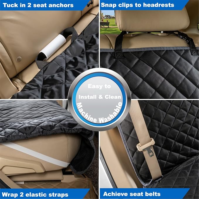 VIEWPETS Bench Car Seat Cover Protector - Waterproof, Heavy-Duty and Nonslip Pet Car Seat Cover for Dogs with X-Large Size Fits for Large SUVs & Trucks