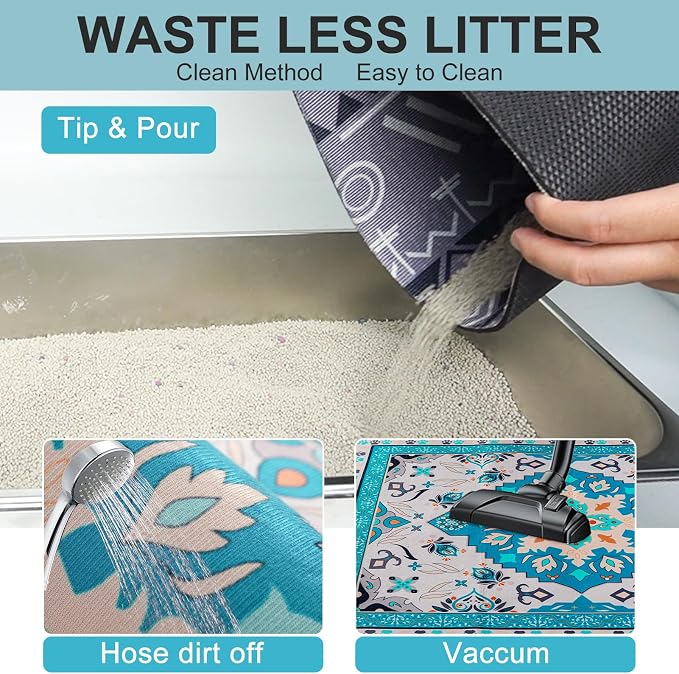 BEAUTYZOO Cat Litter Mat, 20" x 28" Litter Trapping Mat, Waterproof | Scatter Control, Absorbent Urine‑Proof, Soft On Paws, Non‑Slip, Machine Washable, For Indoor Cats & Kittens, Floor Use