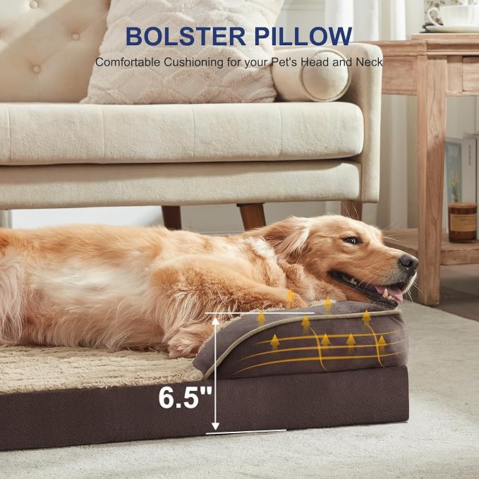 FURTIME Orthopedic Dog Bed for Medium Size Dog, Waterproof Dog Beds, 35x25x6.5 Supportive Foam Pet Couch Bed with Removable Washable Cover and Nonskid Bottom