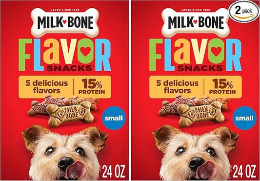 Milk-Bone Flavor Snacks Small Dog Biscuits, Flavored Crunchy Dog Treats, 24 Oz. Box (Pack of 2)