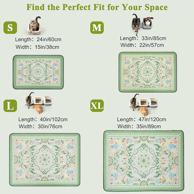 Unicorn Catcher 40"x30" Cat Litter Mat Machine Washable Litter Trapping Pad | Kitty Paw Friendly Padding With Breathable 3D Air Mesh Technology And A Non-Slip Base To Keep Home Floors Debris-Free