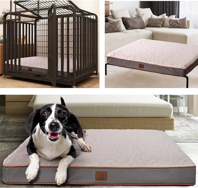 Sunheir Waterproof Dog Bed Covers Replacement Washable, Pet Bed Cover Only | Removable Machine-Washable Soft Plush Cover in Easy-Clean, Non-Slip Bottom, Zipper Closure, 24x16x3 Inches, Light Grey