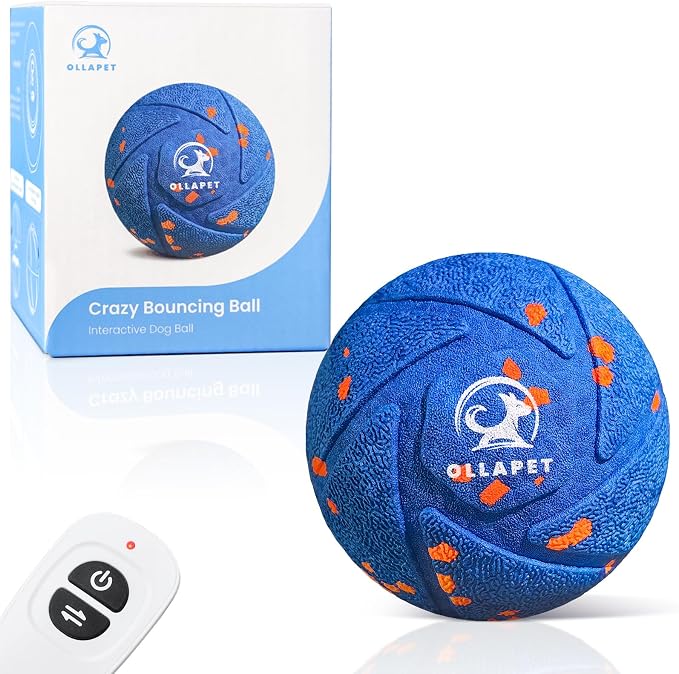 Interactive Dog Toys Dog Ball - Auto Bouncing & Rolling, Chew-Resistant E-TPU Material, 3 Interactive Modes, IPX7 Waterproof, Smart Chase Pet Toy Ball for Medium and Large Dogs (Blue)