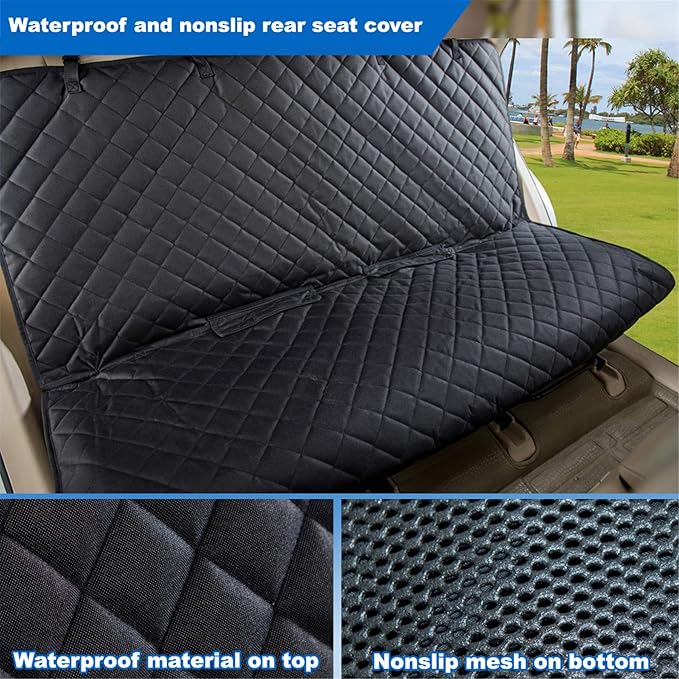 VIEWPETS Bench Car Seat Cover Protector - Waterproof, Heavy-Duty and Nonslip Pet Car Seat Cover for Dogs with Universal Size Fits for Vehicles, Trucks & SUVs(Black)
