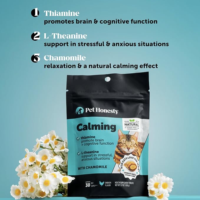 Cat Calming Treats for Anxiety Relief - Dual Texture Crunchy Creamy Calming Chews for Cats - Feline Stress Relief Behavior Support for Travel, Vet Visits, Grooming, Separation Anxiety (90-Day Supply)