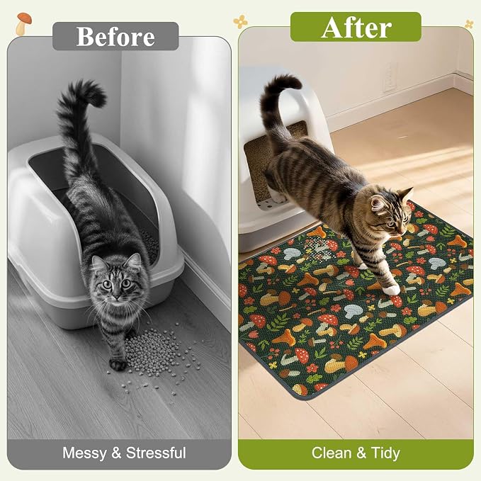 Unicorn Catcher 40"x30" Cat Litter Mat Machine Washable Litter Trapping Pad | Kitty Paw Friendly Padding With Breathable 3D Air Mesh Technology And A Non-Slip Base To Keep Home Floors Debris-Free
