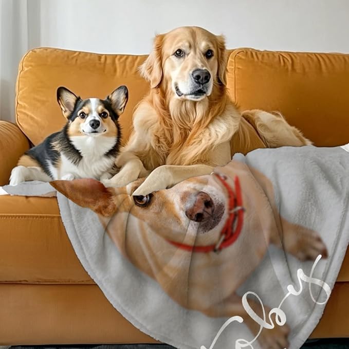 Custom Dog Blankets with Pictures, Personalized Name Blanket for Pets, Customized Pet Photo Throw,The Lightweight Blanket All-Season 50"x40" for Kids