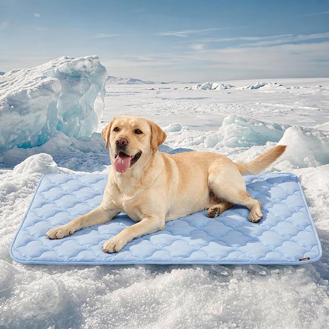 ZOMISIA Cooling Dog Mat XXL for Crate Kennel, Q-Max>0.5 Thin Breathable Cold Pet Cooling Pad, Portable Washable Cooling Bed for Summer, 47x29, Blue