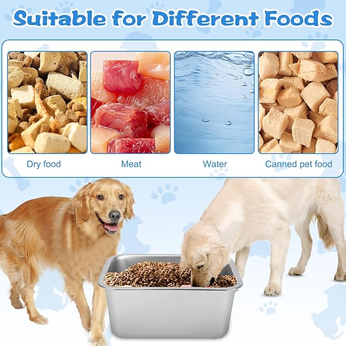 YUEPET 2 Gallons Stainless Steel Dog Water Bowls, Extra Large Metal Dog Food and Water Bowls Large Capacity Pet Water Bowls for Indoor and Outdoor Extra Large Dogs