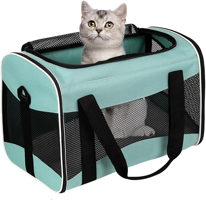 Cat Dog Carriers Soft-Sided Pet Carrier Large Cats for Medium Big Cat Small Dog Puppy up to 16lbs TSA Airline Approved Animal Collapsible Cat Carrier Carriers Travel Carrier Cat Bag (17x11x11)