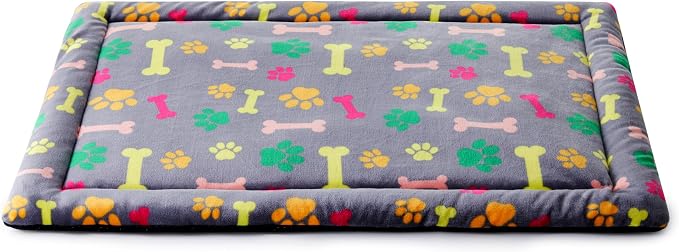 Allisandro Lightweight Waterproof Dog Bed Pad, 1.5" Thick Travel Mat for Crates, Kennels & Elevated Beds, Washable Non-Slip Sleeping Mat for Small to Large Dogs, 48 x 30 Inches, Vivid Bone