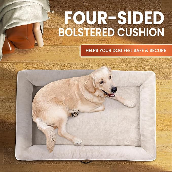 Upvilla XXL Orthopedic Dog Bed, Four-Sided Cushioned Egg-Shaped Foam Dog Sofa, Waterproof Removable Cover, Pet Sofa Bed with Non-Slip Base, Giant Dog Bed,Brown