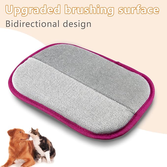 Thickened Pet Hair Removal Glove for Fabric Surfaces, Pink | Easy-On 2-Finger Design; Secure Stay-Put Fit; Easy Hair Pickup; Reusable Design; Sofas, Beds, Carpets, Pet Beds and Car Seats