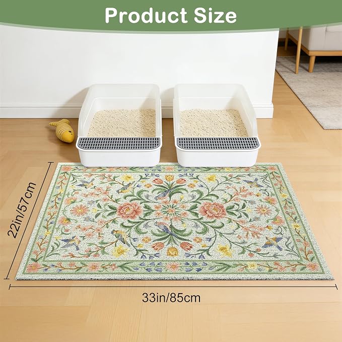 Unicorn Catcher 33"x22" Cat Litter Mat Non-Slip Washable Litter Box Mat | High-Density PVC Litter Catcher Mat Efficiently Traps Scattered Litter From Paws To Keep Floors Clean