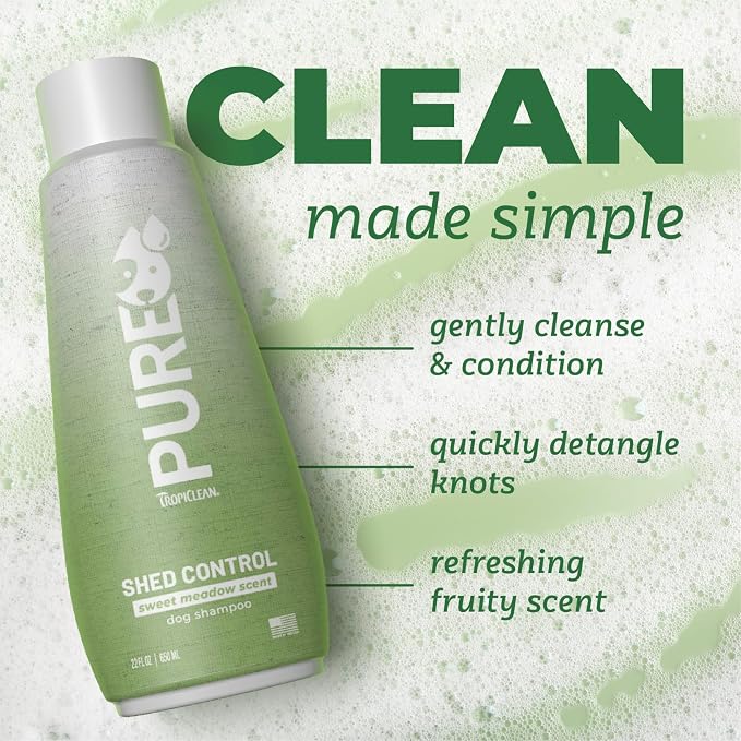 TropiClean Pure Deshedding Dog Shampoo, Sweet Meadow Scent, 22oz