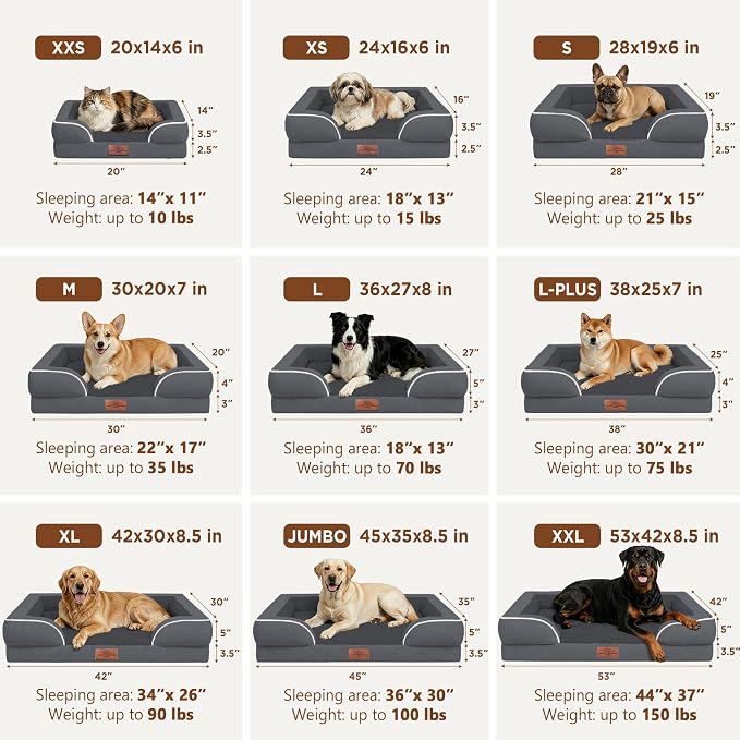 Comfort Expression Orthopedic Dog Bed for Medium Size Dog with Bolster | Waterproof Dog Couch Bed with Washable Cover & Non-Slip Bottom, Supportive Egg Crate Foam Medium Pet Bed, 30x20 Inch