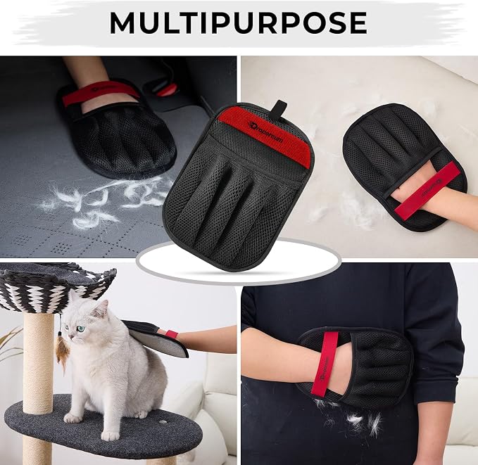Pet Hair Removal Glove Cat & Dog,Electrostatic Reusable Hair Remover Tool | Upgraded 2026 washable 5-Finger pet hair remover works for laundry,couch,carpet & car seat,removes dog and cat fur easily