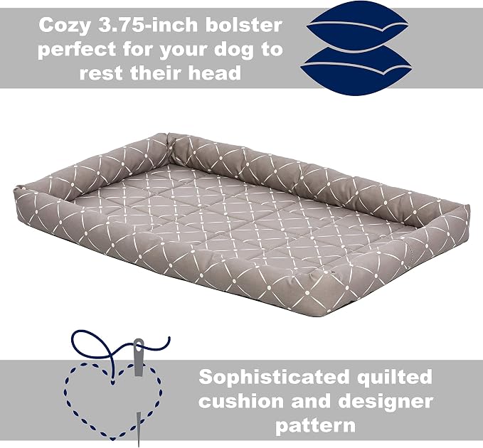 Midwest Homes for Pets 40248-MRD Quiet Time Couture Ashton Bolster Pet Bed, X-Large Dog/48, Mushroom