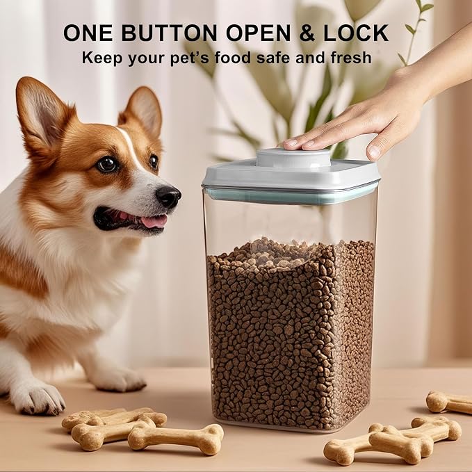 Dog Cat Treat Container Pop Pet Food Storage Container Airtight Pet 2.8qt | Stackable Pet Storage Bin Pop Lid Plastic Container for Kibble & Treats BPA-Free One-Touch Opening for Kitchen Organizer