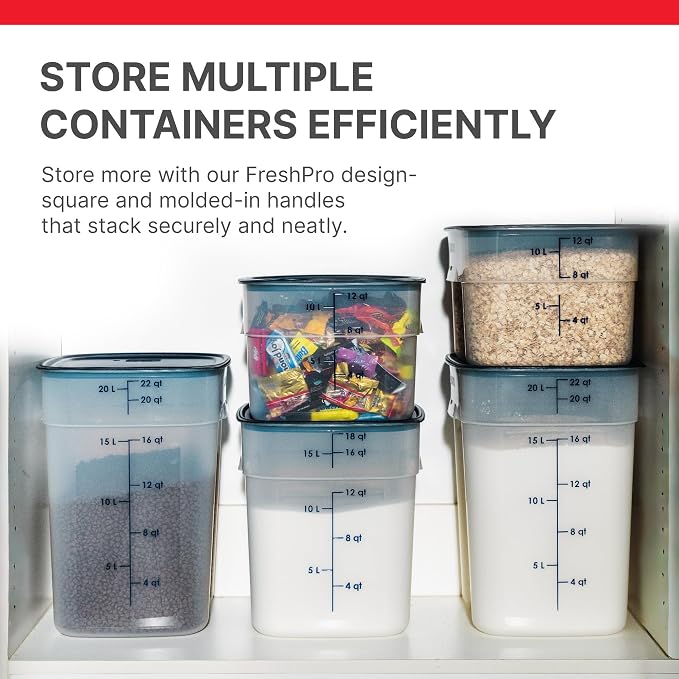 Cambro FreshPro 22 Quart (QT) Food Storage Container with Lid (Restaurant Grade) - for Food Prep, Commercial Kitchen, Pet and Dog Food Container (Translucent)