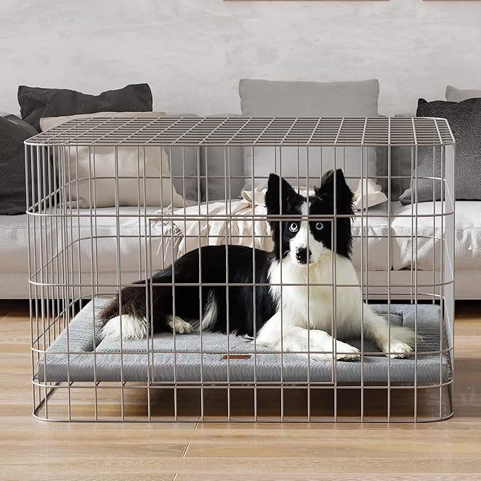 Dog Bed for Crate, Large Sized Dog Crate Beds, Washable Dogs Bed Mat | 42" XL Pet Beds Mat W/ Soft Wavy Plush Comfortable Anti-Slip Sleeping Mattress for Dogs & Cats,Grey