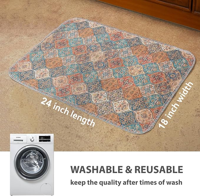 nunubaby 4PACK Washable Pee Pads for Dogs, Stylish, Non-Slip and Leak-Proof Pee Pads. Reusable Potty Pads for Dogs for Crates and Floors.(Cream/Multi,18" x24" )