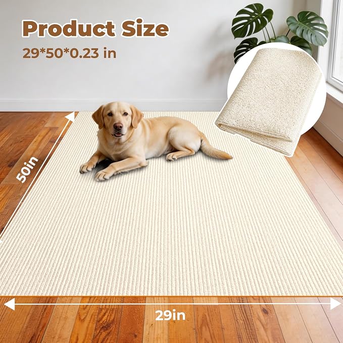 Dog Crate Mat, 29 in X 50 in Dog Playpen Mat Kennel Mat | Waterproof Non-Slip Reusable Washable Floor Protector Extra Large cages Puppy Pee Pad for Under Dogs Crate Cream White