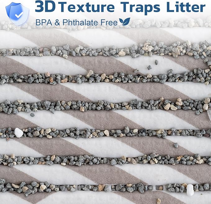 Cat Litter Mat, 40"x25" Jumbo Foam Litter Box Mat | Extra Large Coverage, Soft on Paws, Trimmable Design, BPA-Free Foam, Leak-Proof, Machine Washable, Beige Geo