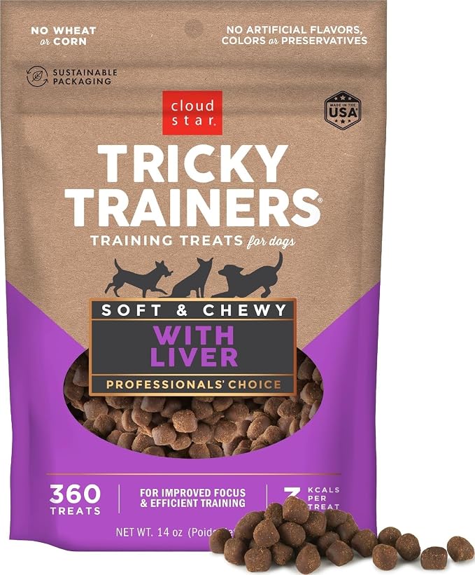 Cloud Star Tricky Trainers Soft & Chewy Dog Treats, Liver, 14 oz. Pouch | 14 oz pouch, soft & chewy texture dogs love