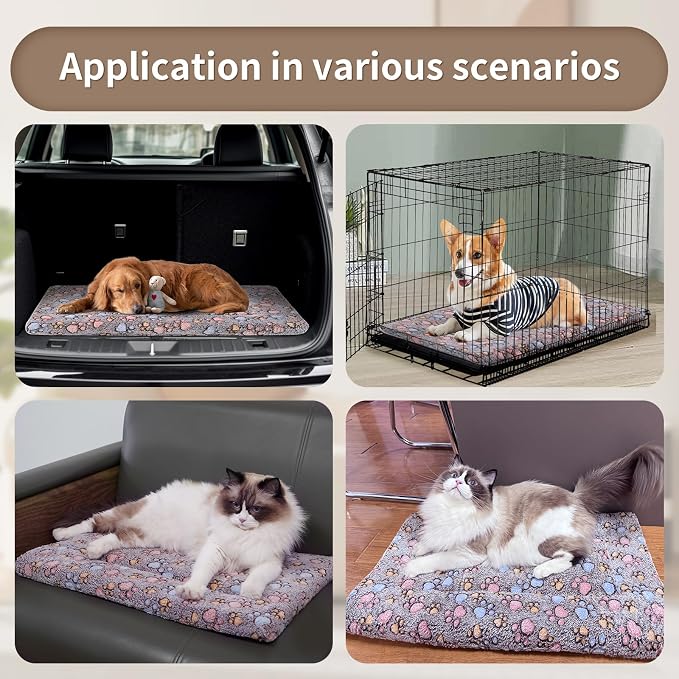 Dog Crate Mats Bed for Small Dogs, 24x16 Inch Short Plush Pet Mat, 1.6-inch Thick Thin Kennel Pad, Machine Washable Ideal for 24-Inch Dog Crates