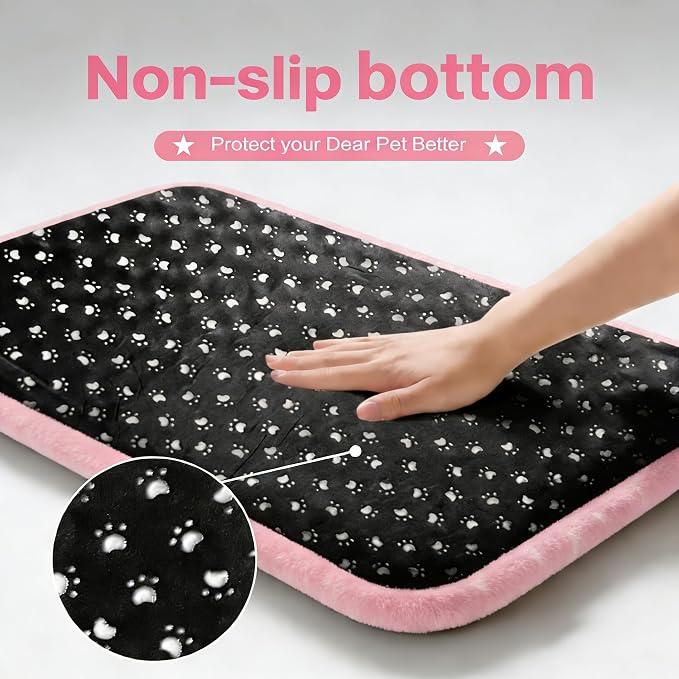 Dog Bed Mat, Reversible Crate Pad & Cute Dog Bed - Machine Washable Kennel Mat with Ultra Soft for Small Dogs (Big&Small Stars Pink, 24" L*18" W*1.5" Th)