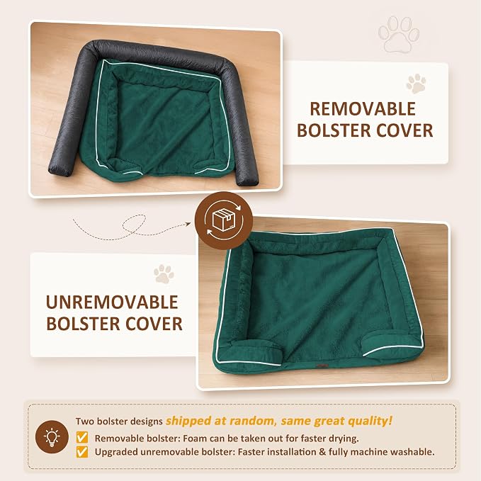 Comfort Expression Orthopedic Dog Bed for Extra Large Dogs with Bolster | Waterproof Dog Couch Bed with Washable Cover & Non-Slip Bottom, Supportive Egg Crate Foam XL Pet Bed, 42x30 Inch