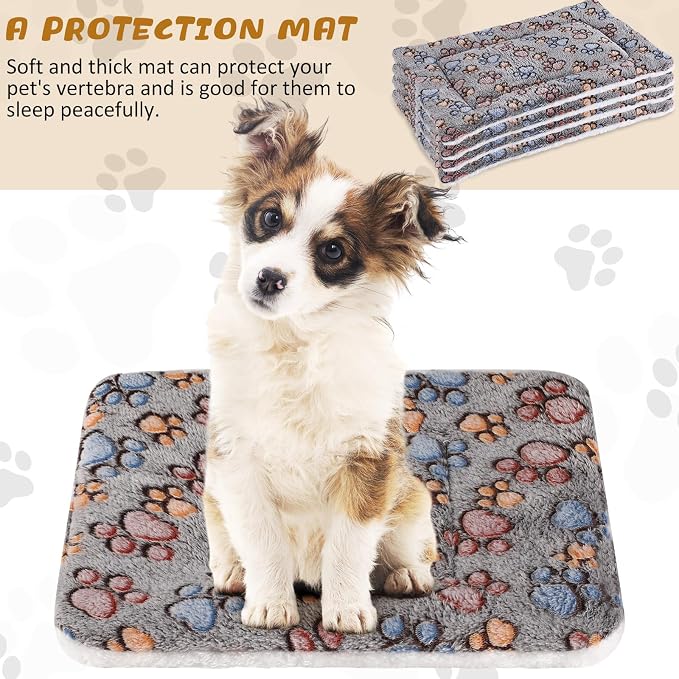 4 Pack Soft Pet Bed Mat Small Dog Crate Fleece | Tuanse Soft Pet Beds Mat Small Dog Crate Fleece,23 X 18 Inches,Gray