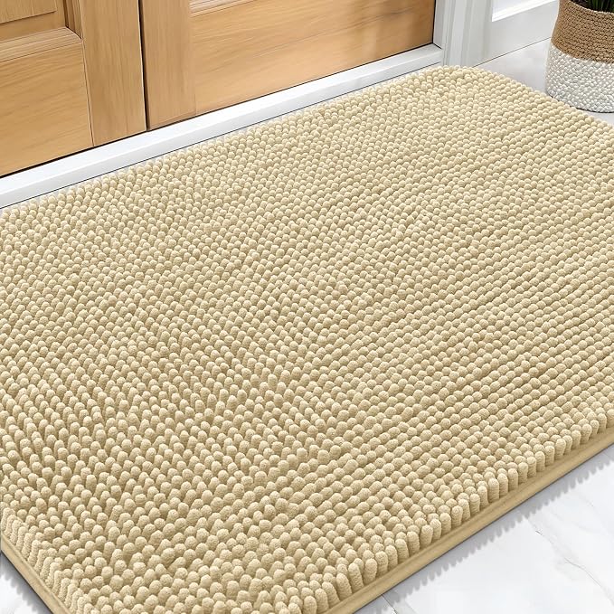 OLANLY Dog Door Mat for Muddy Paws 32x20, Super Absorbent Chenille Mud Mat | Sand, Absorbs Moisture and Dirt, Non-Slip Machine Washable Doormat, Quick-Drying Indoor Entryway Floor Carpet for Dogs