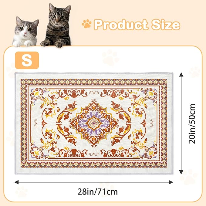 Washable Cat Litter Mat 28"x20" Waterproof Trapping Pad | Kitty Litter Box Mat Featuring A Non-Slip Base And Decorative Design To Trap Scatter For Home Floor Protection