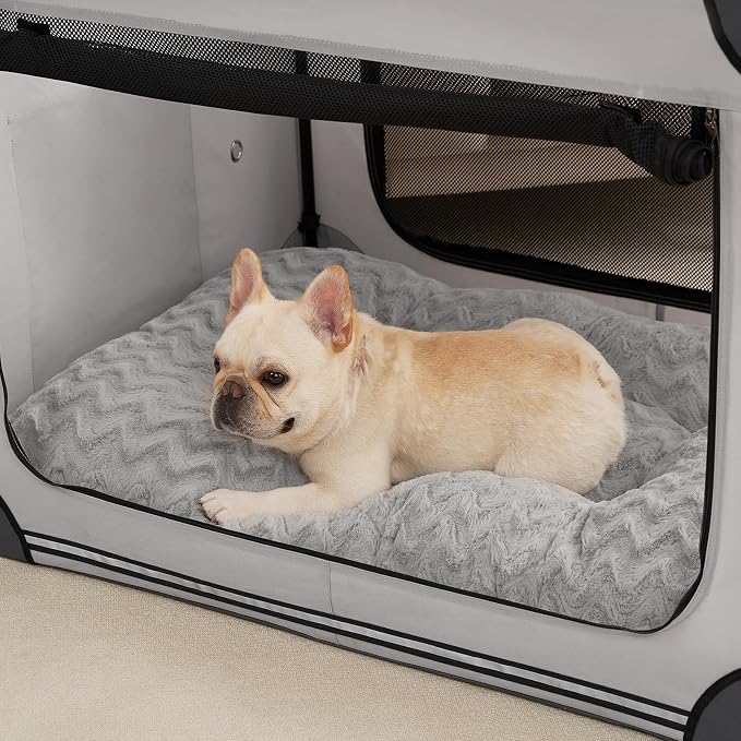 EHEYCIGA Washable Small Dog Bed for Crate 23x18 Inch, Kennel Pad for Puppy Up to 25 lbs, Plush and Comfy Pet Sleeping Mat, Grey